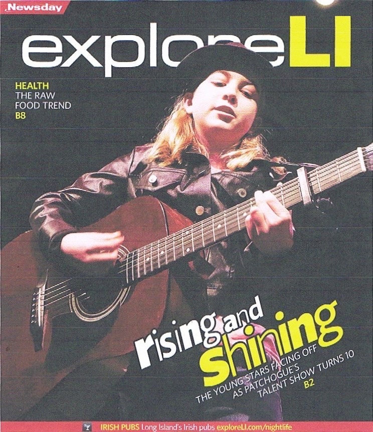 A photo of young Syndeypacoustic performing on the cover a of a local Long Island Magazine